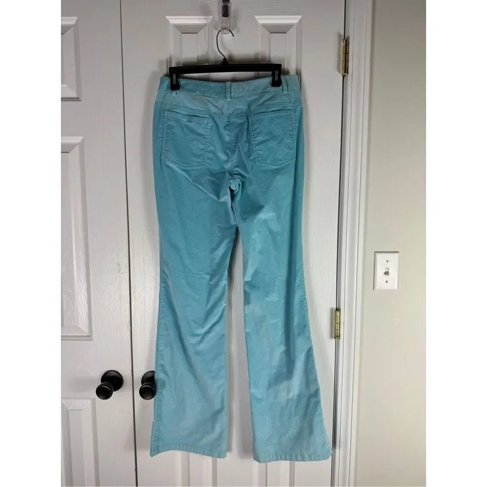 Etcetera Aqua Blue Fine Wale Cord Womens Flared Pants Size 4